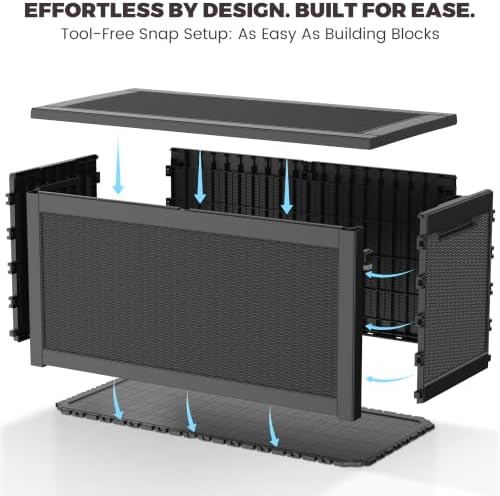 Outdoor Storage Box, 320 Gallon Waterproof Deck Box [Upgraded 3.1], Giant Resin Storage for King Cushions, Lockable Bench Chest, Estate Yard Garden BBQ Gathering, Black