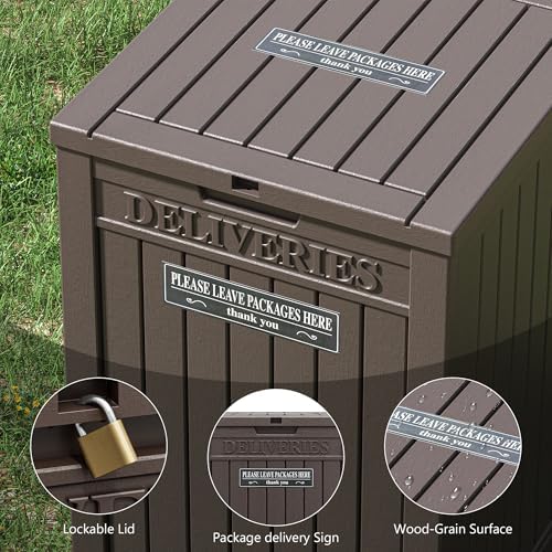 LHBGO Package Delivery Box for Outside, 48 Gallon Storage with Lockable Secure, Large Resin Outdoor Package Drop Container