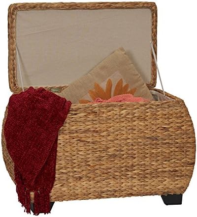 Household Essentials Large Curved Wicker Storage Chest with Liner | Water Hyacinth, Natural
