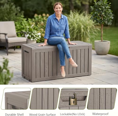 Vixzen 130 Gal Package Delivery Box Lockable Outdoor Storage Boxes Grey