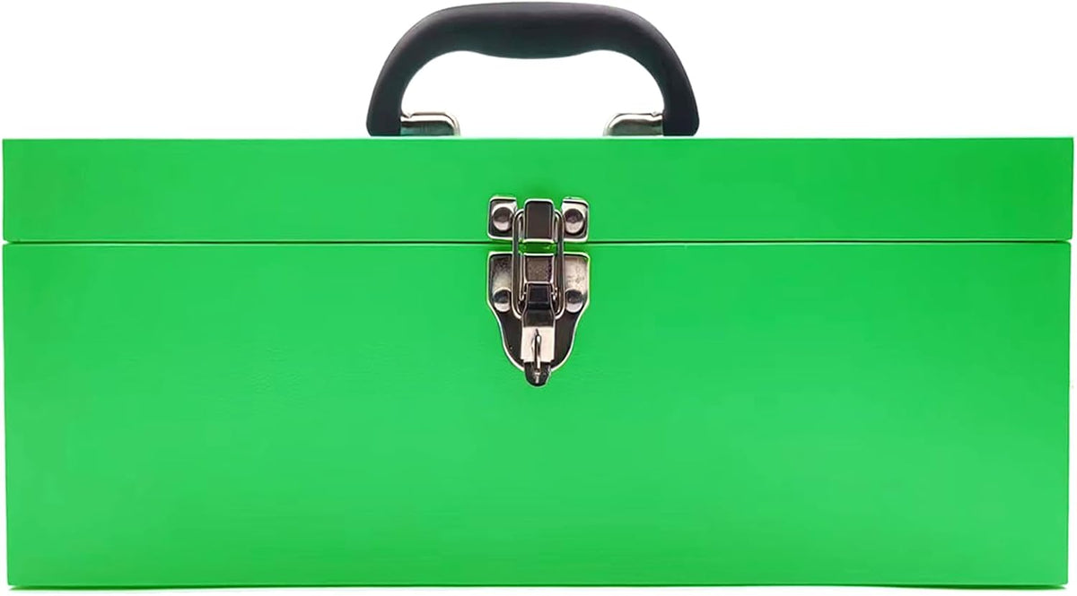 Metal Toolbox Portable Locking Tool Box Metal Took box Tool Box Organizer Toll Box Tool Kit for Women Tool Organizers with Latch-Green