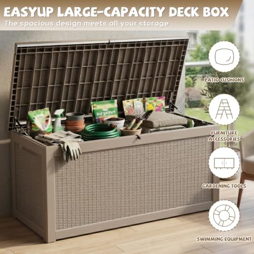 EasyUp 350 Gallon Deck Box Outdoor Storage Box, Grey