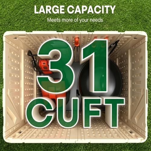 Outdoor Storage Cabinet Waterproof 31 Cu.Ft with Lockable Doors