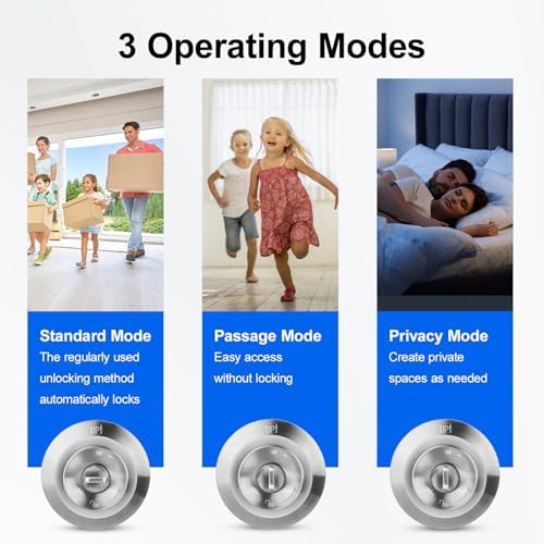 Smart Fingerprint Door Knob, 3-in-1 Keyless Entry with Auto Lock & App, Biometric Digital Lock for Front Door, Home, Office, Bedroom