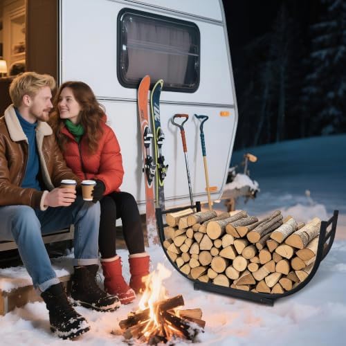 facka 30 Inch Firewood Rack Outdoor Metal Wood Rack
