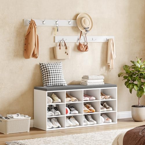 HOOBRO Shoe Storage Bench with Cushion, 39.4" L Entryway Bench
