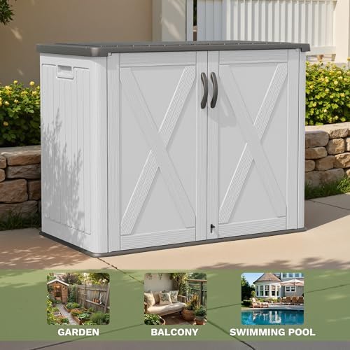 Patiowell 26 Cu.ft Resin Outdoor Storage Cabinet with Lockable Door, White