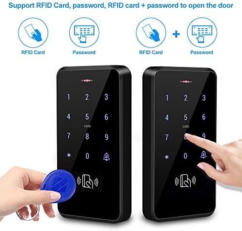 Outdoor Door Access Control System Kit IP68 Waterproof RFID Keypad Card Reader + Power Supply + Door Exit Button +10pcs Keyfobs (Without Lock)