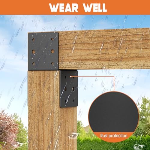 4pcs 4x4 Post Brackets, Heavy Duty Steel Connectors for Wood Posts