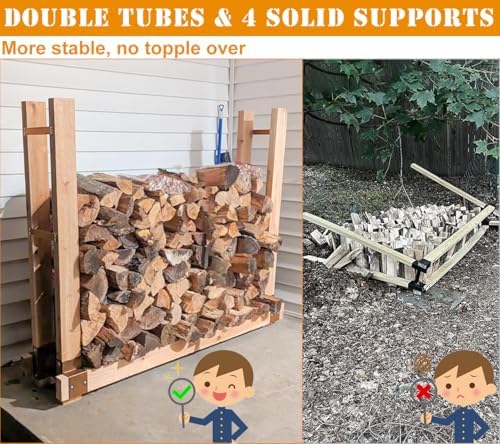 Outdoor Firewood Brackets Fire Wood Rack for 2x4 lumber, Brown