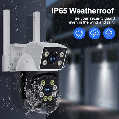 eversecu dual lens linkage 6mp wifi ptz security, front angle view