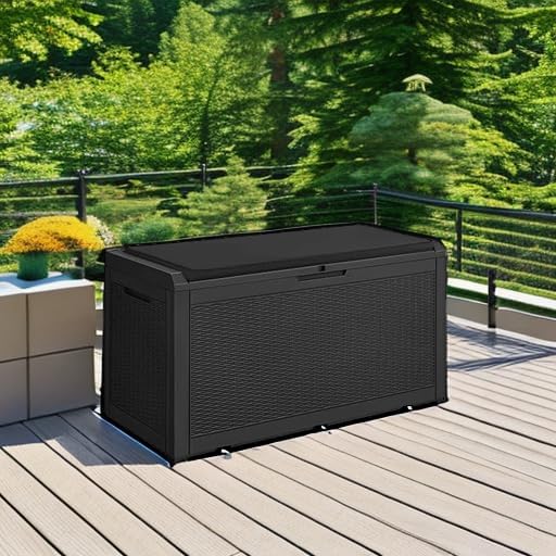 Devoko 100 Gallon Resin Waterproof Outdoor Storage Box with Cushion