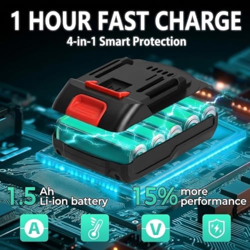 Evermore 21V Cordless Drill Set - 24-Piece All-In-One Power Tool Kit with 2 Batteries, Charger, and Carrying Case - High-Torque Electric Drill for Home Improvement & Renovation