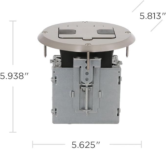 RACO 6239NI Floor Kit with Recessed Duplex 15A TR Device and Adjustable Steel