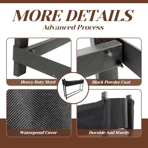 KUAFU 6FT Firewood Rack with Waterproof Cover for Outdoor Indoor Wood Log