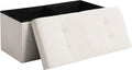 Storage Ottoman Bench Foldable Footrest Foot Stool, 30" Velvet Cream