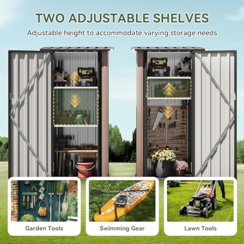 Aoxun Outdoor Storage Cabinet Shed with Floor, Small Vertical Cabinet