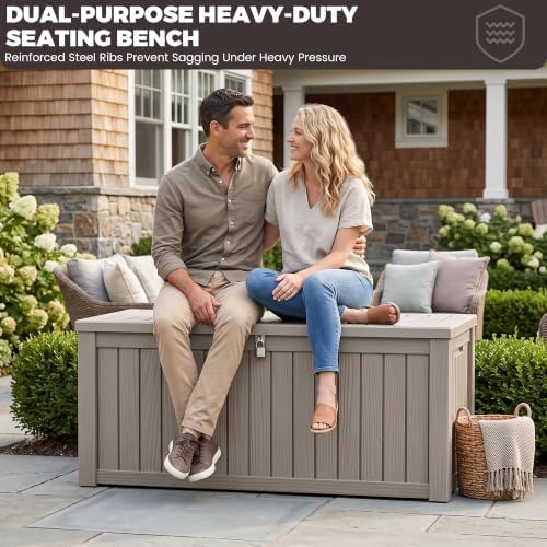 Outdoor Storage Box,150 Gallon Waterproof Deck Box [Upgraded 3.0]