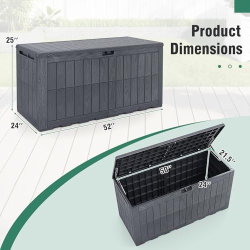 Tangkula 120 Gallon Waterproof Outdoor Storage Box with Lockable Lid