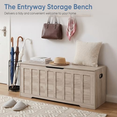 DUMOS 47.2" Wooden Storage Chest Bench with Storage for Bedroom