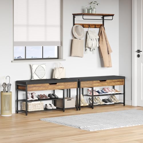 Mondeer 37.8'' Shoe Rack Bench with Upholstered Cushion