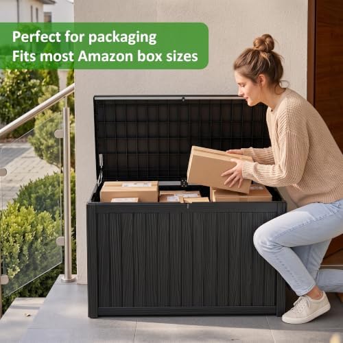 EasyUp 250Gal Large Outdoor Storage Box Waterproof Lockable Deck Boxes