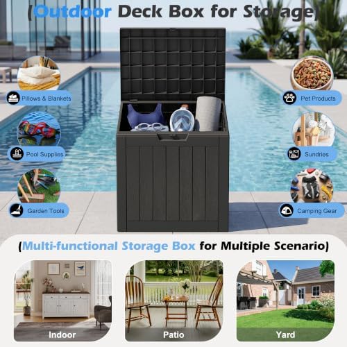 Outdoor Storage Box Waterproof, 32 Gallon Deck Box for Patio Storage