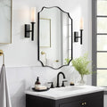 ANDY STAR Black Bathroom Vanity Mirror, 22x30 Irregular Wall Mirror, Scalloped
