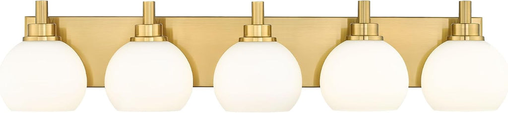 METWET Bathroom Light Fixtures, 5-Light Brushed Gold Bathroom Vanity Lights