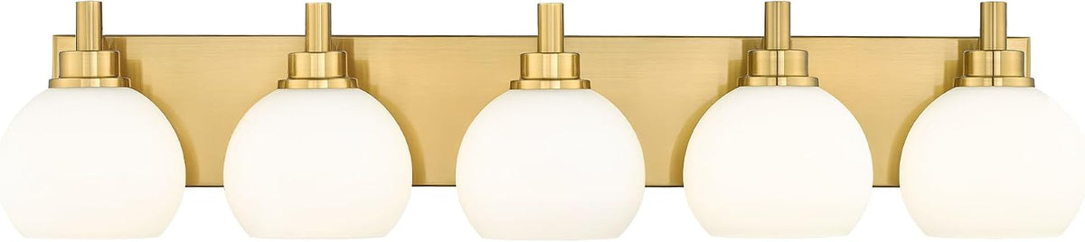 METWET Bathroom Light Fixtures, 5-Light Brushed Gold Bathroom Vanity Lights
