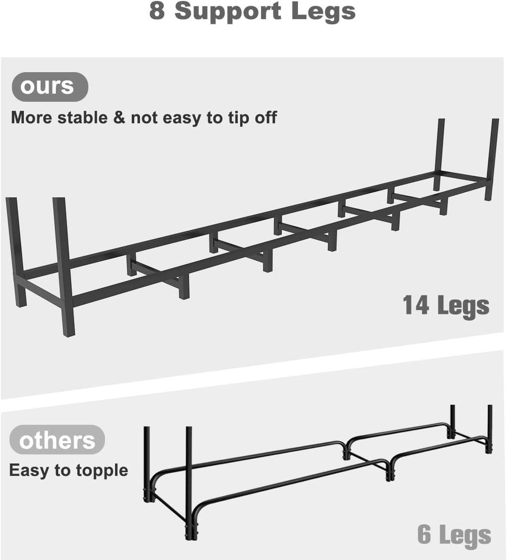 8ft outdoor firewood rack log holder for fire shown in use