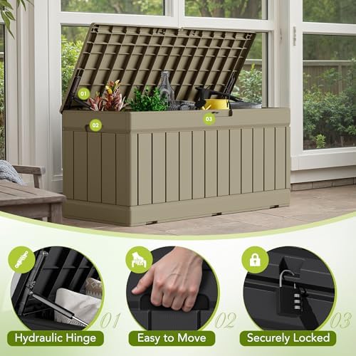 Devoko 78 Gallon Deck Box, Waterproof Resin Outdoor Storage Box