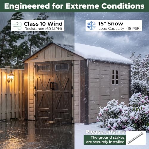 Resin Shed 8x10 FT Outdoor Storage Shed with Floor Included