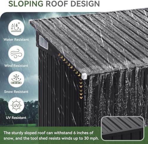 Aoxun 7.5'x4' Triple Door Shed Outdoor Storage Shed Black