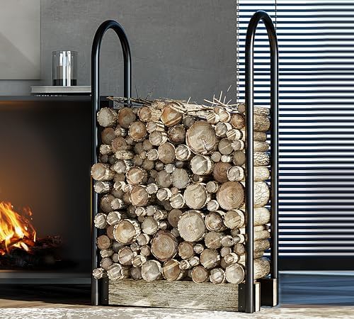 Fire Beauty Adjustable Firewood Rack, Indoor Outdoor Log Holder Storage
