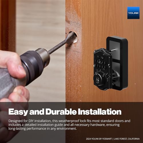 YoLink Smart Deadbolt Lock Keypad Black Kit: 1-Pack + Hub
