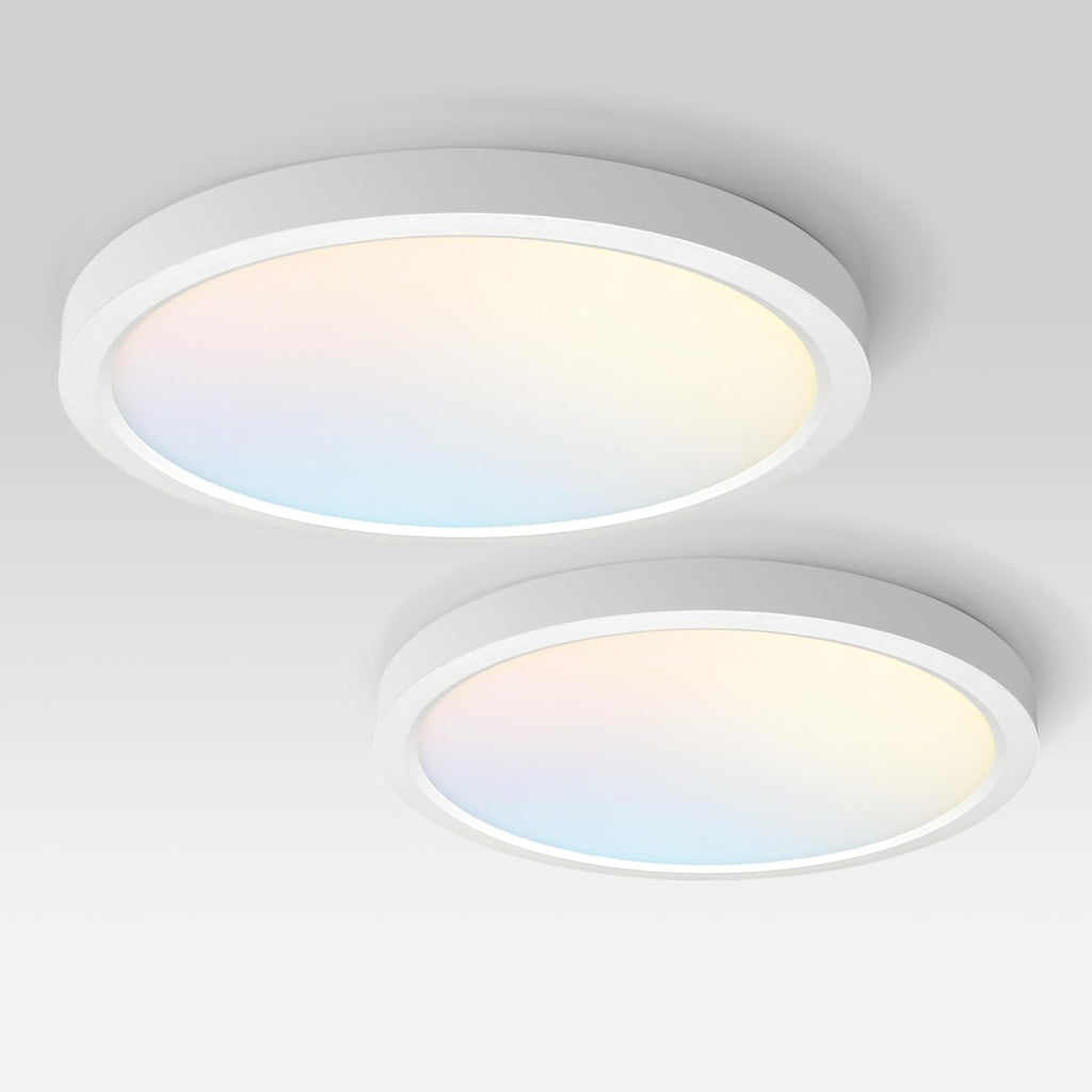 ASD LED 18" Round Flush Mount Ceiling Light Fixture, Low Profile Surface (2 Pack)