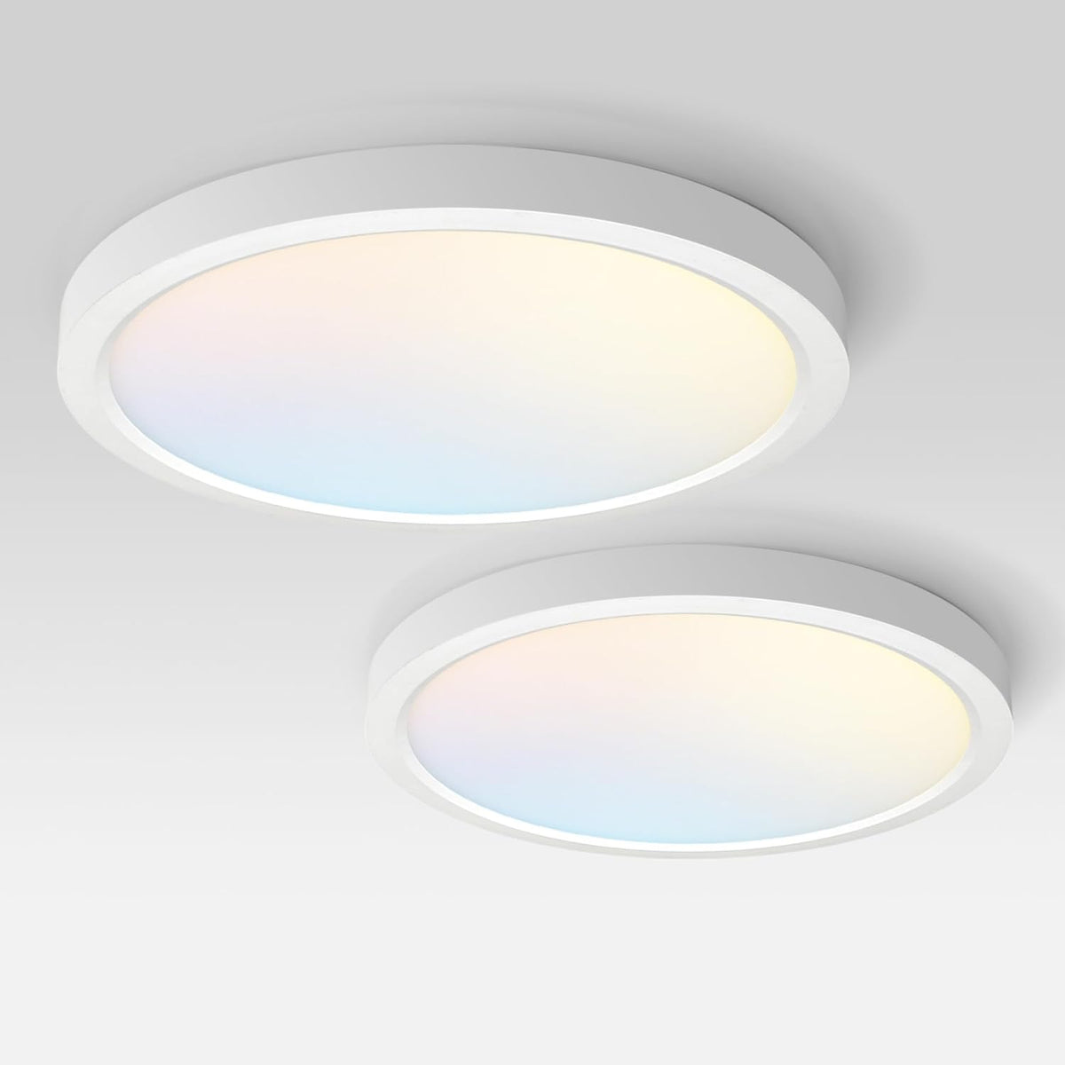 ASD LED 18" Round Flush Mount Ceiling Light Fixture, Low Profile Surface (2 Pack)