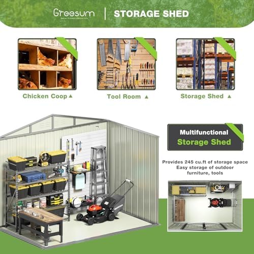 Greesum 8x6FT Outdoor Storage Shed, Brown