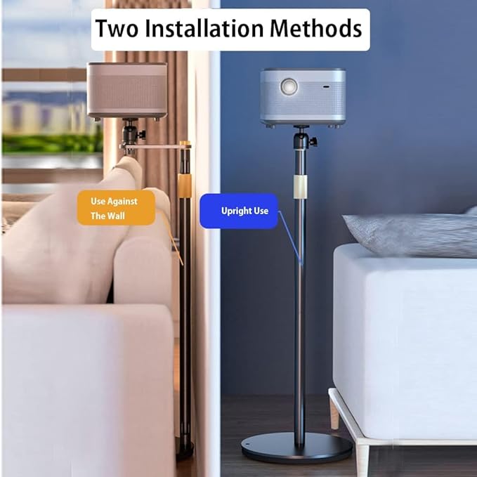 HVAYING Projector Stand, 360° Swivel, Sofa Against Wall Hidden Stand, Height