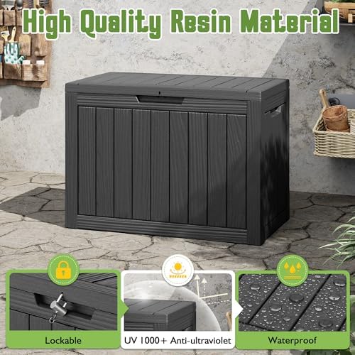 Outdoor Storage Waterproof Deck Box for Patio (50 Gallon, Black)