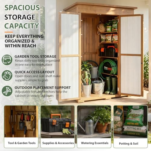 Gowoodhut Large Outdoor Storage Cabinet Weatherproof Garden Tool Shed