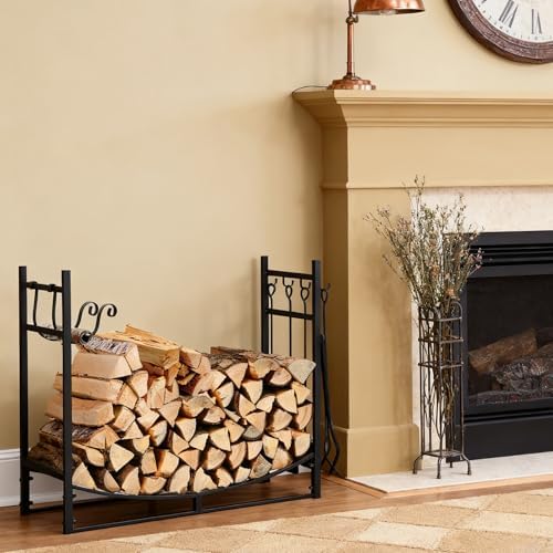 Tangkula 36'' Firewood Log Rack with 4 Tools Set for Indoor & Outdoor