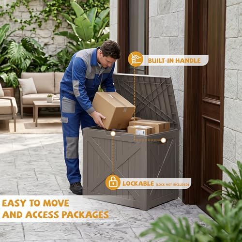 40 Gal Outdoor Storage Box Waterproof Lockable Deck Boxes Grey