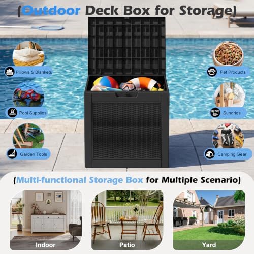 35 Gallon Outdoor Storage Box Waterproof Deck Box Patio Storage