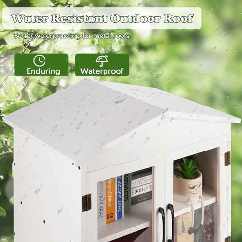 2-Tier Outdoor Library Outdoor Book Box Storage, 20x14x21 Inch