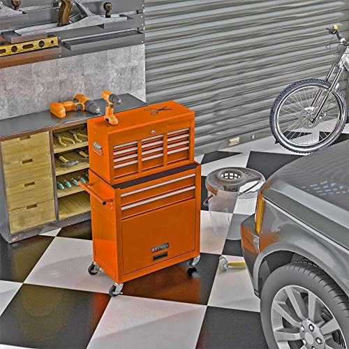 RYH 8 Drawers Rolling Tool Chests (Orange, 8 Drawers /43.1" H × 24.2" W)