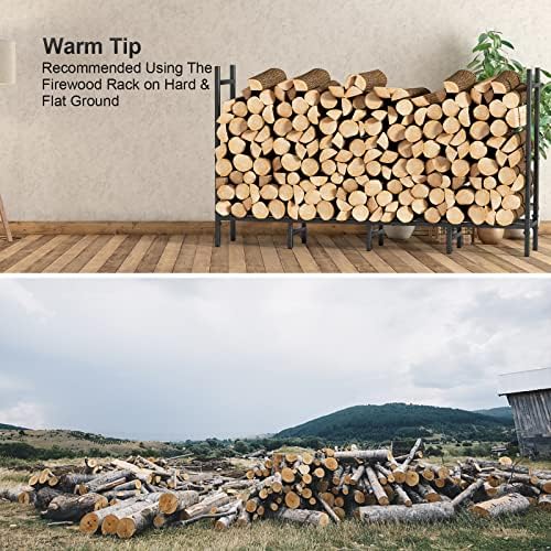 5.3ft Firewood Rack Holder for Fireplace, Adjustable Log Stand for Storage
