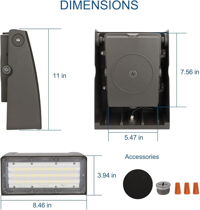 DAKASON 60W LED Wall Pack, Dusk-to-Dawn Photocell, Adjustable Head, Full (2 Pack)