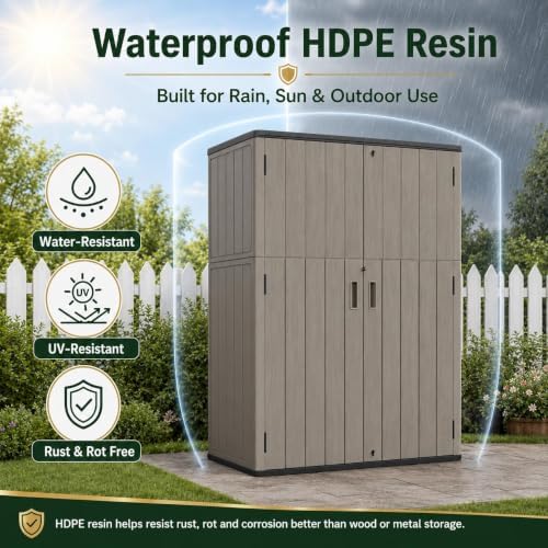 ADDOK 57 Cu.Ft Outdoor Storage Shed,Resin Storage Cabinet with Floor
